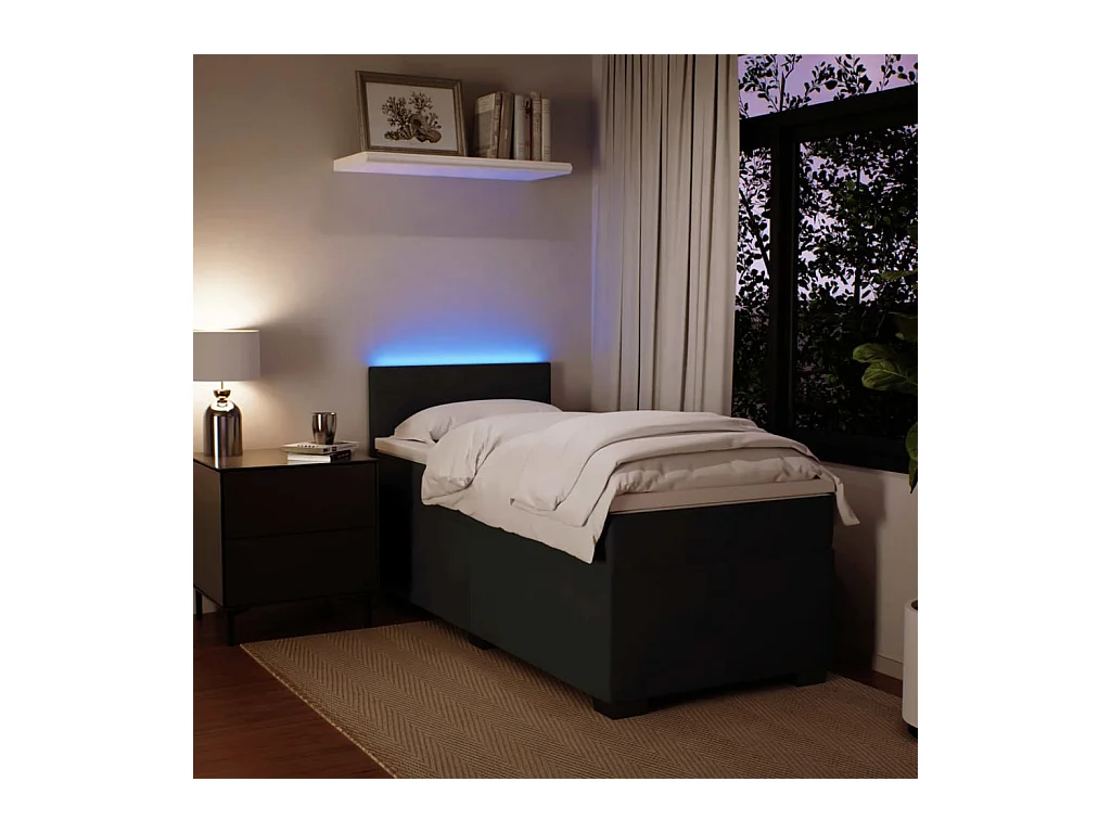 Sommier à lattes de lit avec matelas Noir 90x200 cm Velours