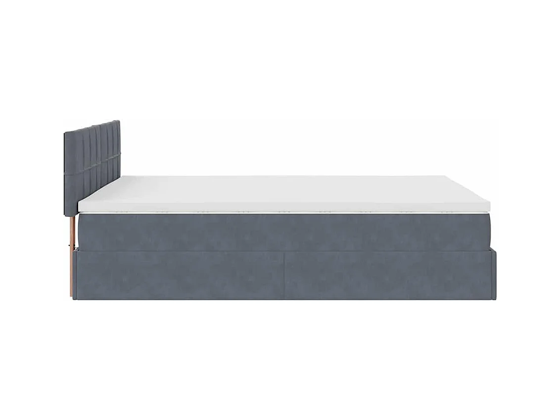 Cadre de lit ottoman avec matelas gris foncé 140x190 cm velours