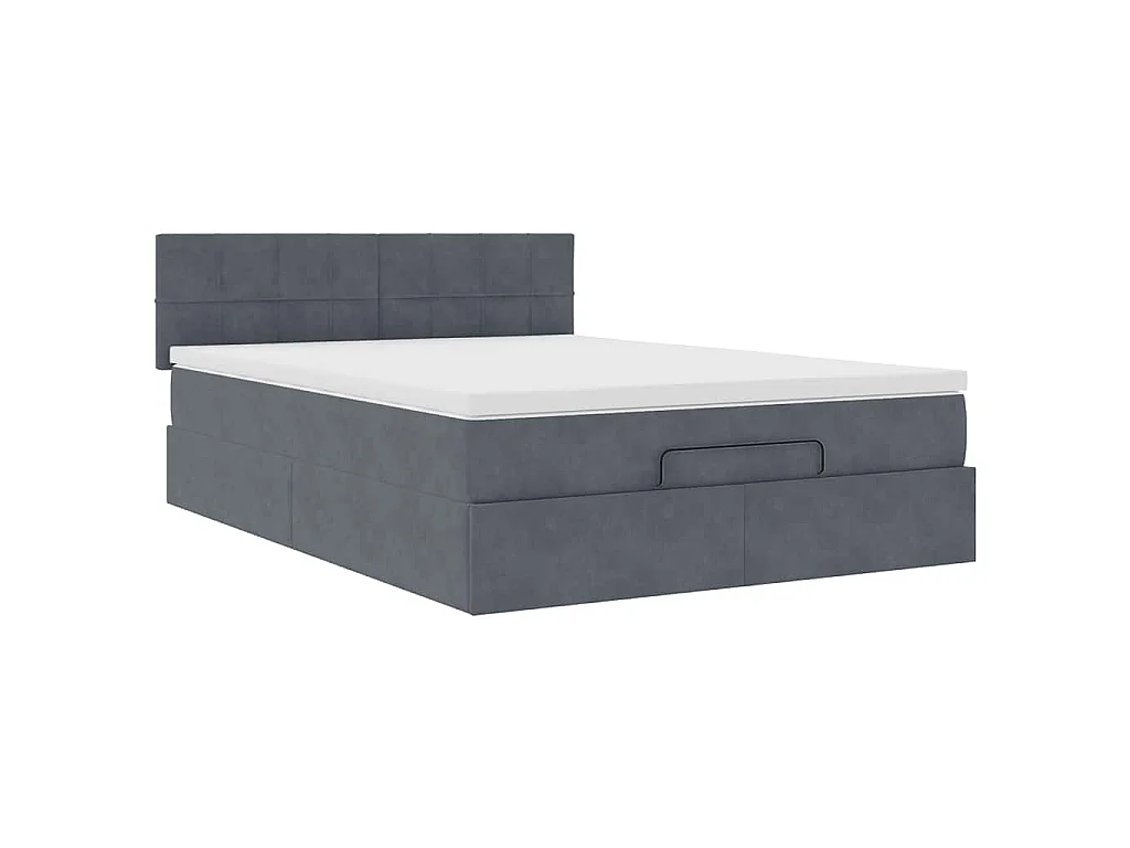 Ottoman bed met matras en LED's 140x190cm fluweel donkergrijs