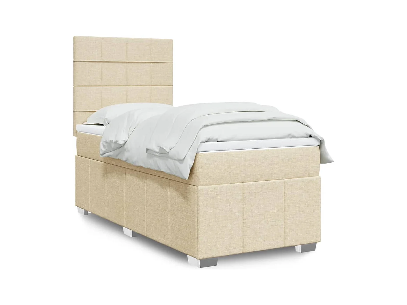 Sommier à lattes de lit avec matelas Crème 90x200 cm Tissu