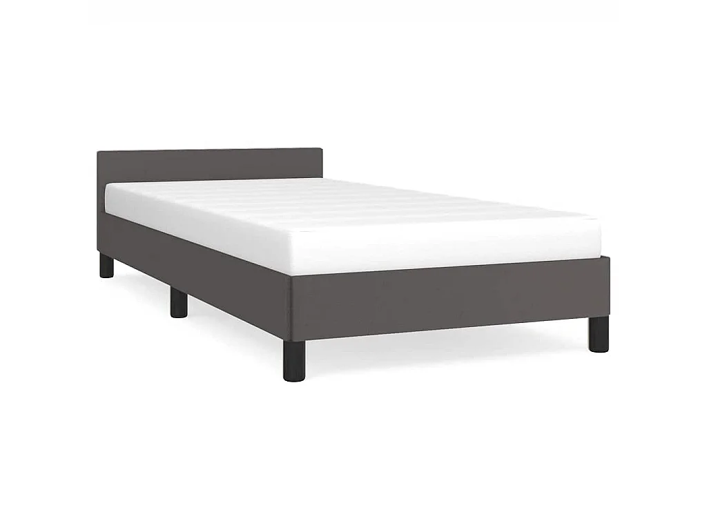 Cadre de lit avec tête de lit sans matelas gris 90x190 cm
