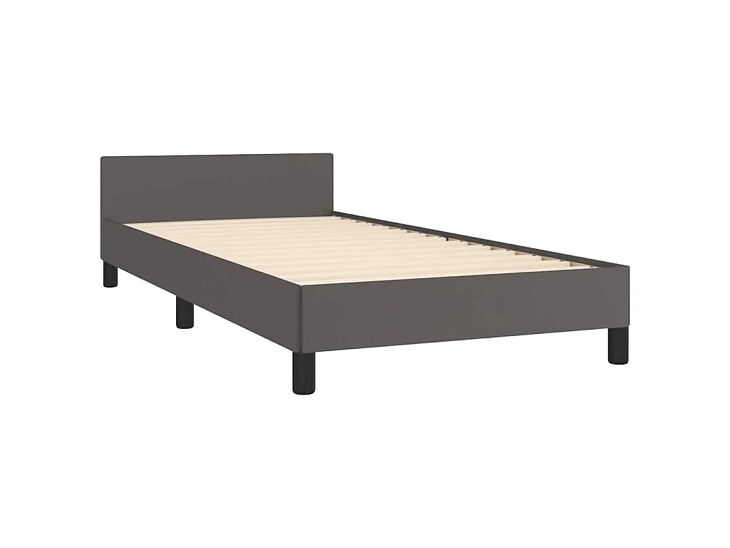 Cadre de lit avec tête de lit sans matelas gris 90x190 cm