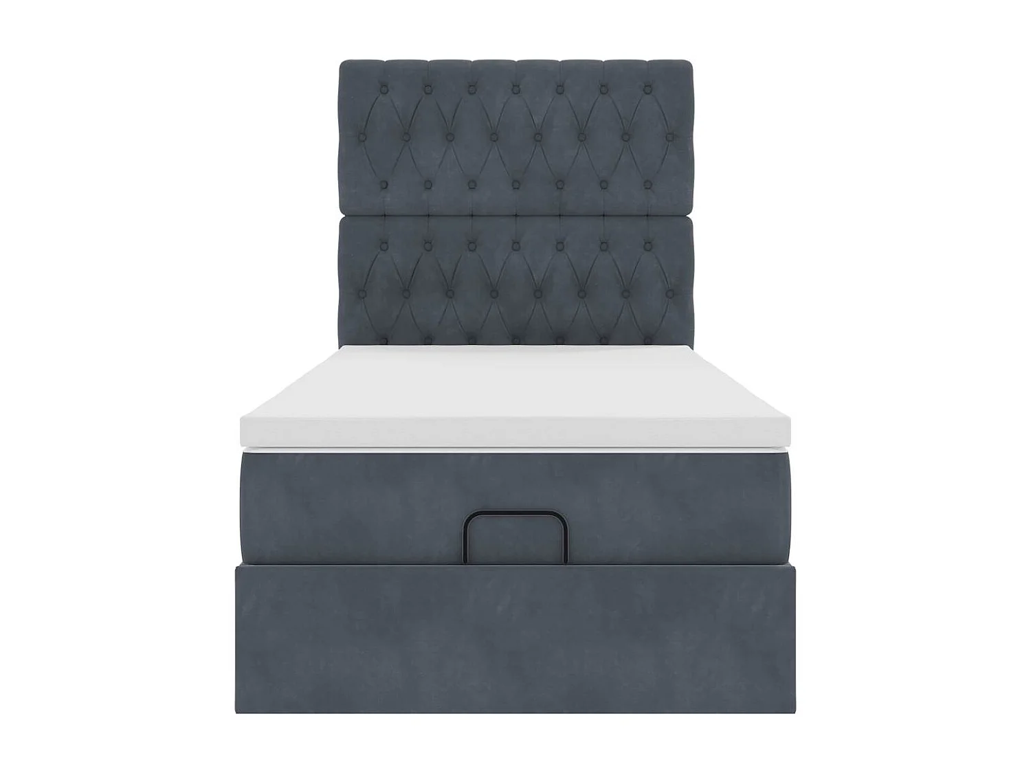 moldura de cama otomana  com colchões cinza escuro veludo