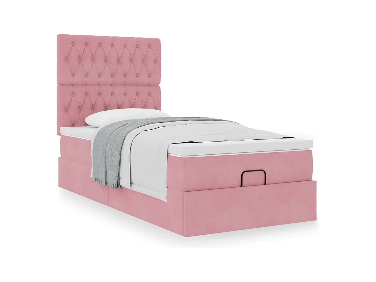 Ottoman-Bett mit Matratzen Rosa 100x200 cm Samt