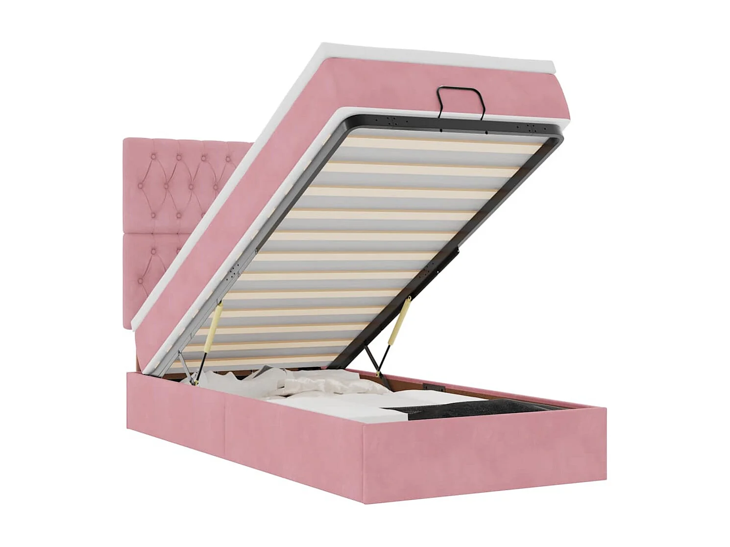 Ottoman bed met matrassen 100x200cm fluweel roze