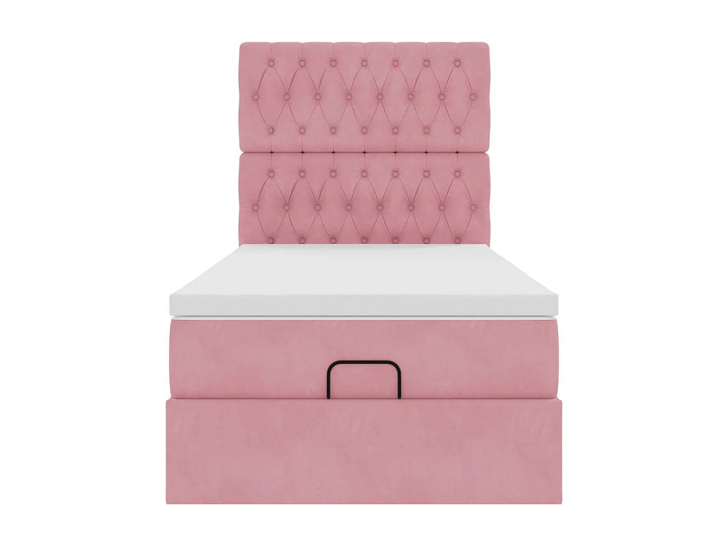 Ottoman bed met matrassen 100x200cm fluweel roze