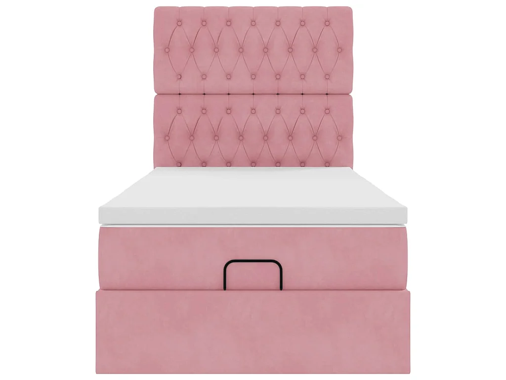 Ottoman bed met matrassen 100x200cm fluweel roze