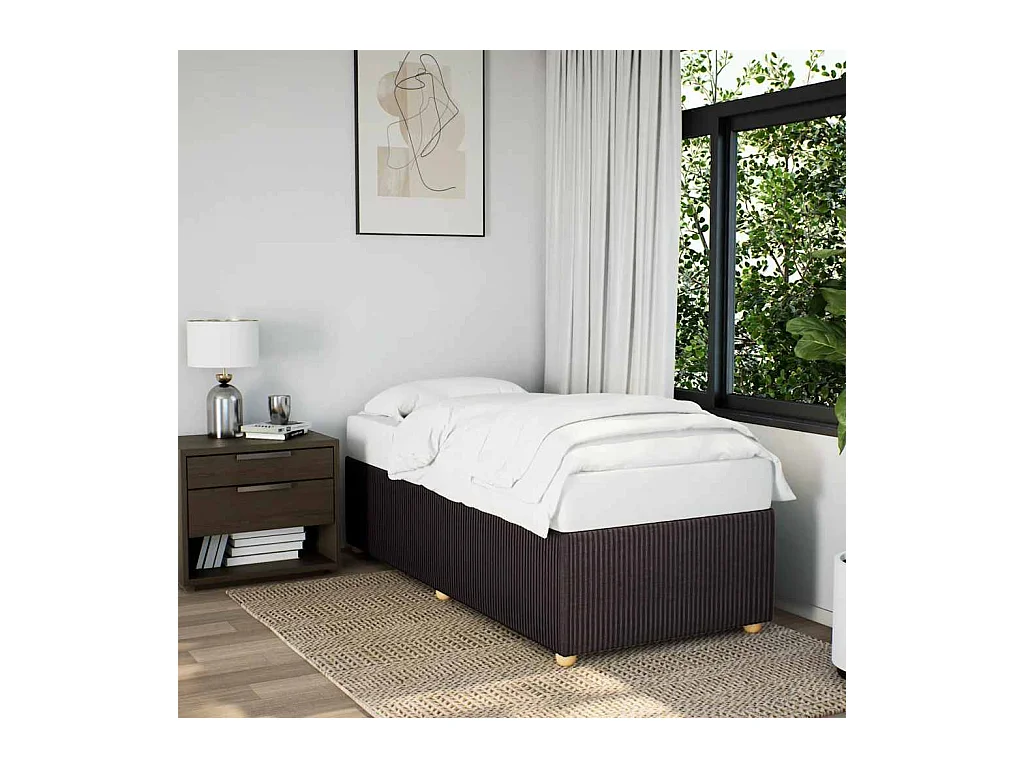 Cadre de lit sans matelas marron foncé 90x200 cm tissu