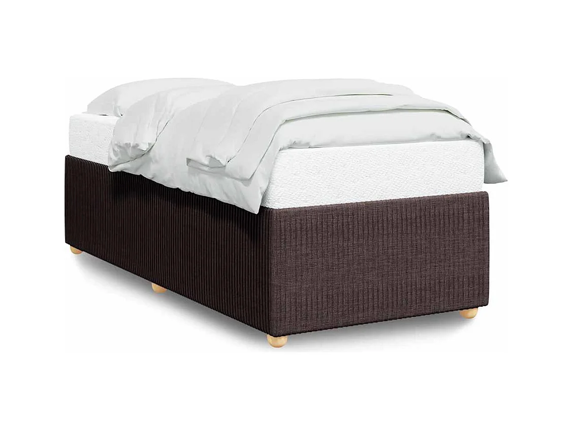 Cadre de lit sans matelas marron foncé 90x200 cm tissu