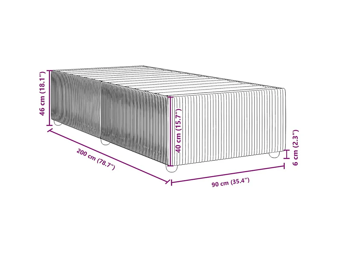 Cadre de lit sans matelas marron foncé 90x200 cm tissu
