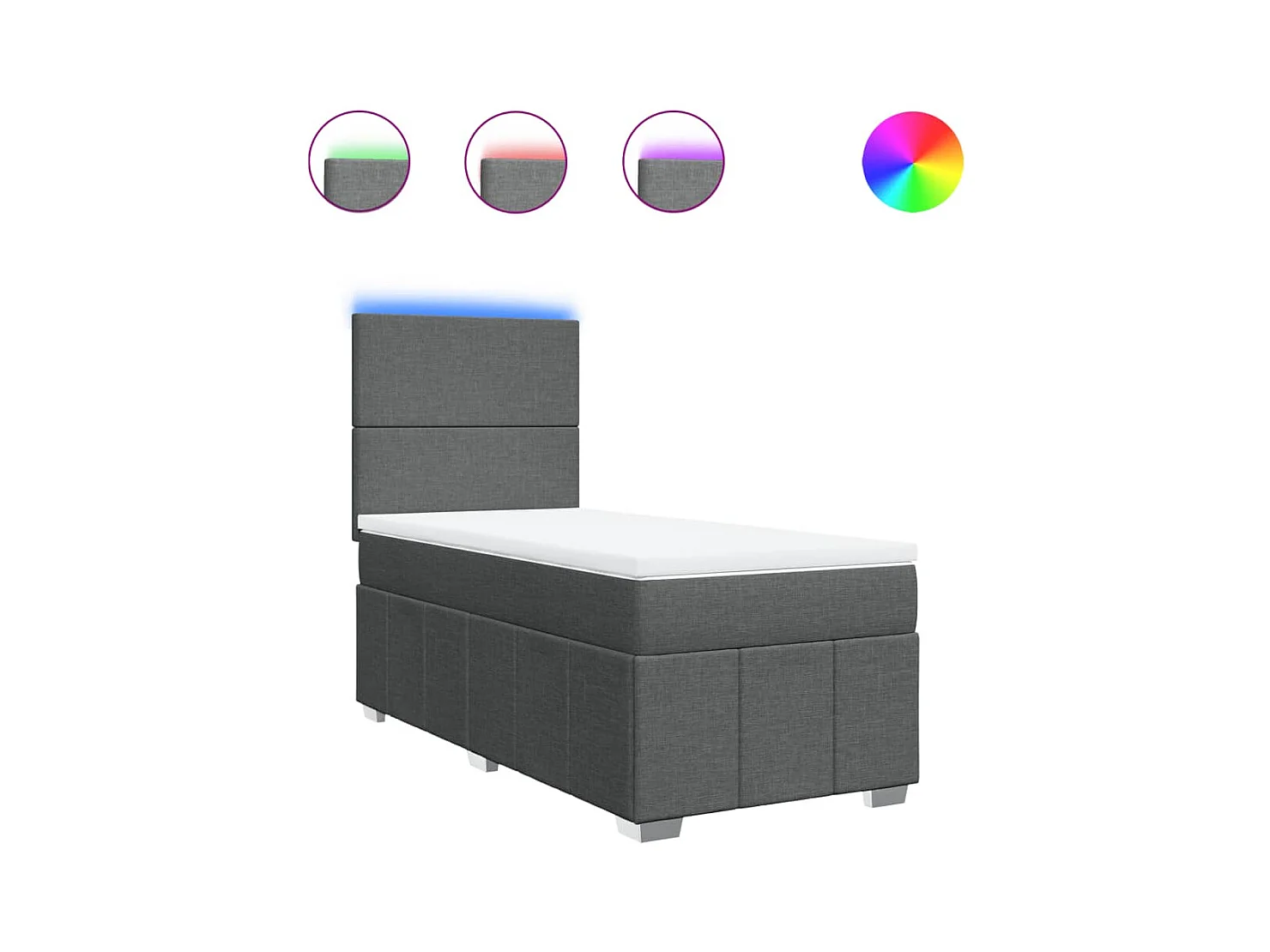 Boxspringbett mit Matratze Dunkelgrau 90x190 cm Stoff