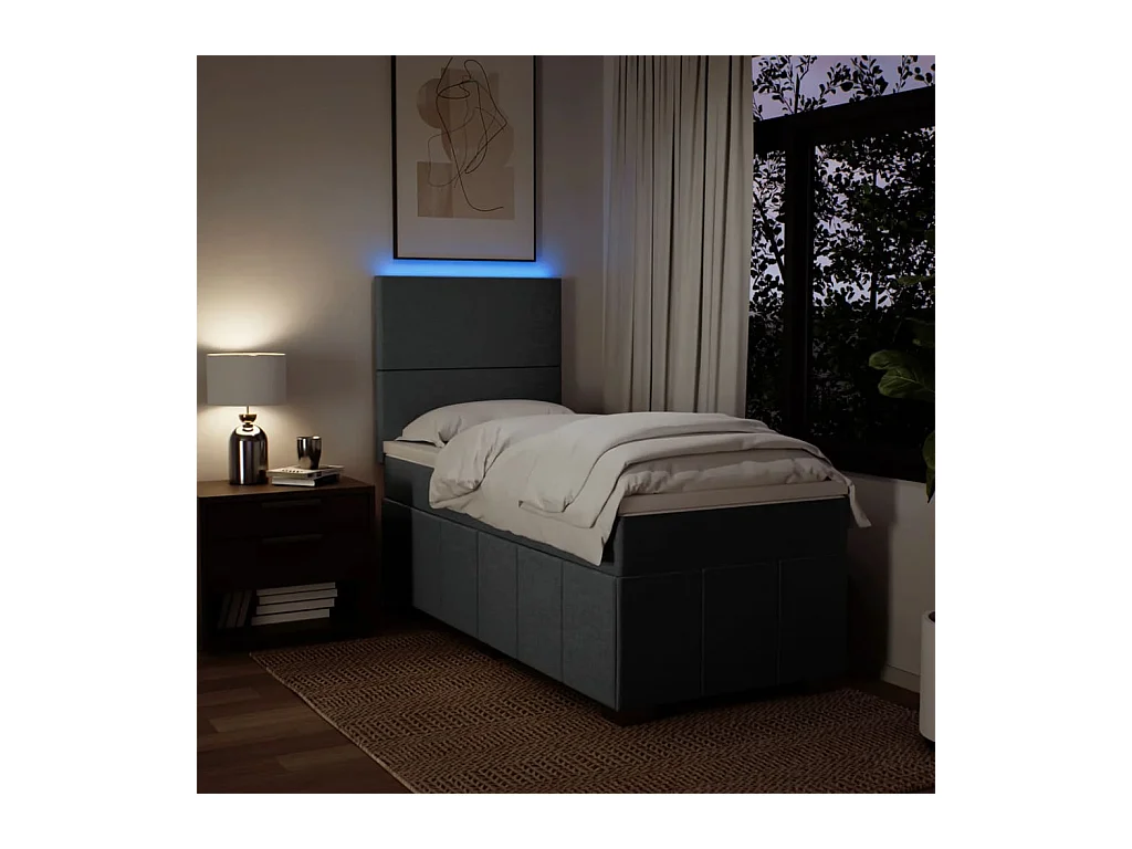 Boxspringbett mit Matratze Dunkelgrau 90x190 cm Stoff