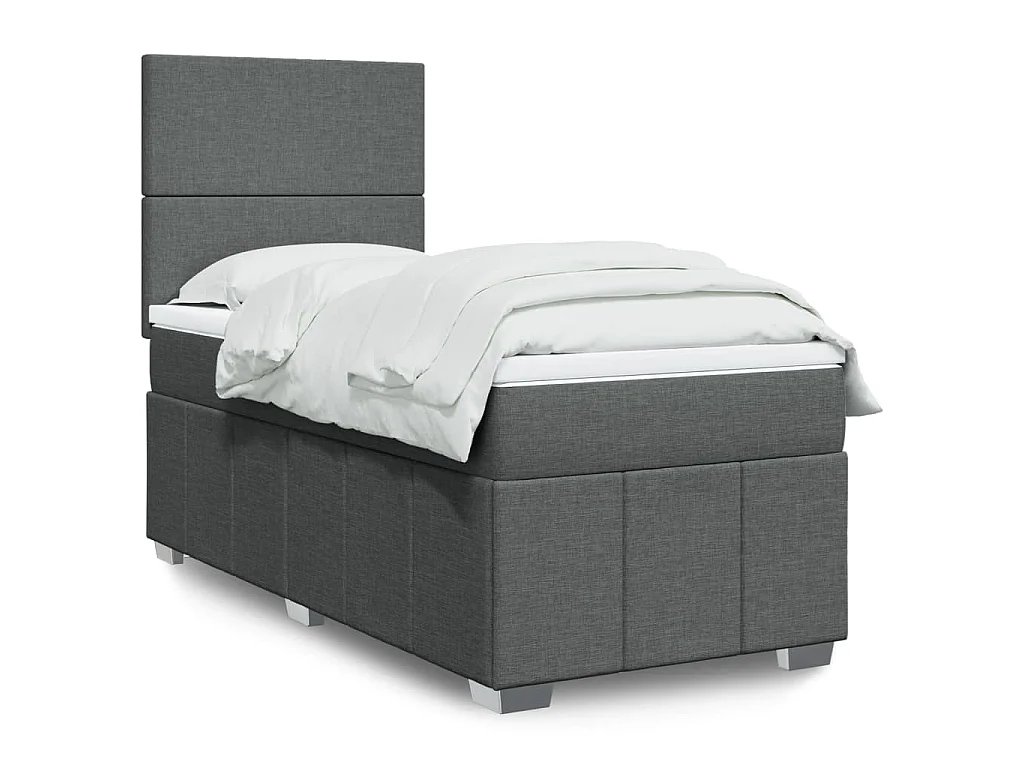 Cama com molas/colchão 90x190 cm tecido cinza-escuro