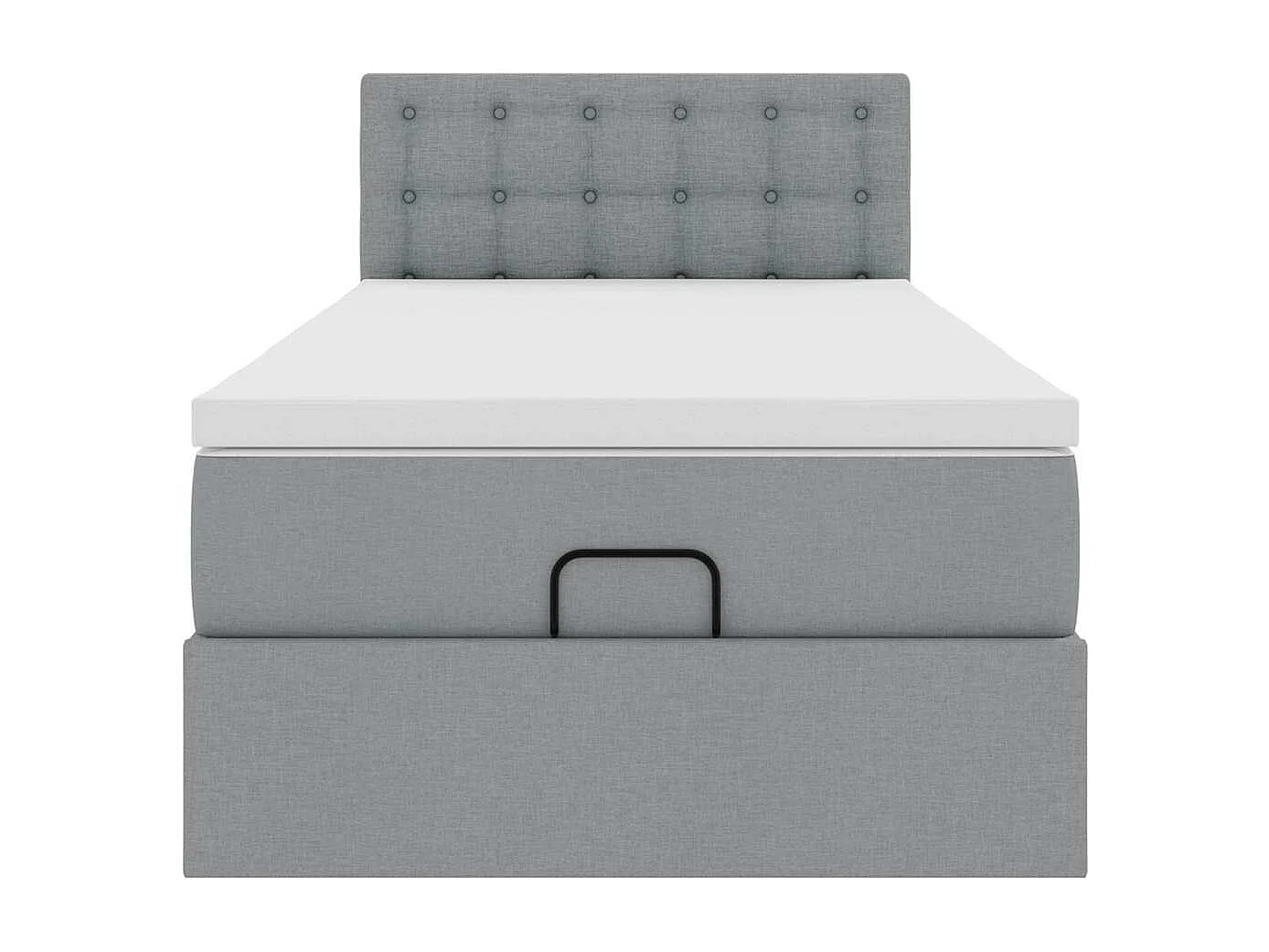 Lit ottoman avec matelas gris clair 100x200 cm tissu