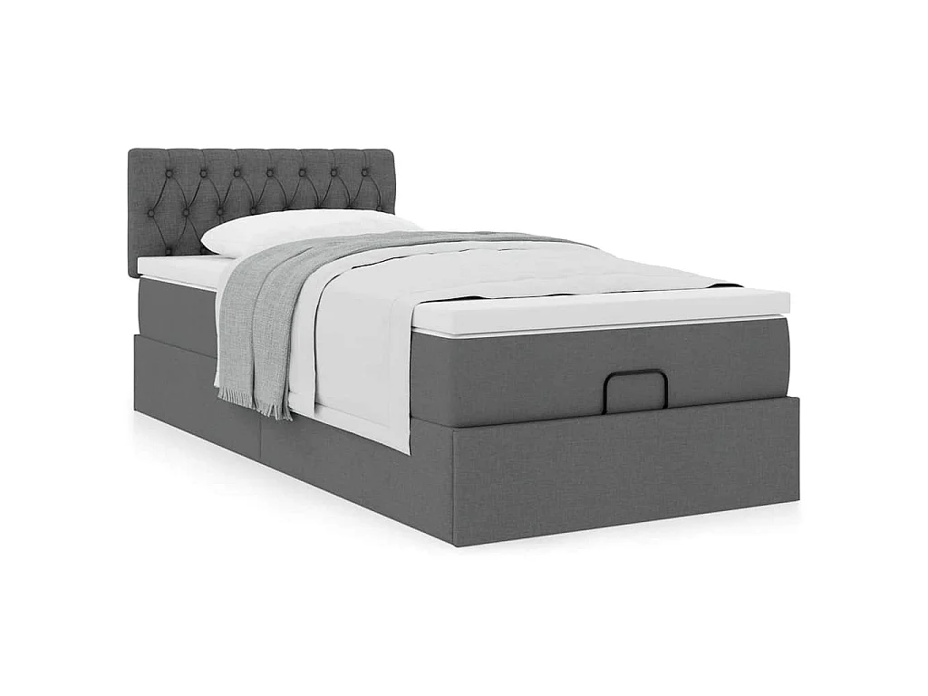 Ottoman bed met matras 90x190cm stof donkergrijs