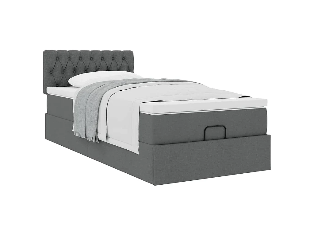 Ottoman bed met matras 90x190cm stof donkergrijs