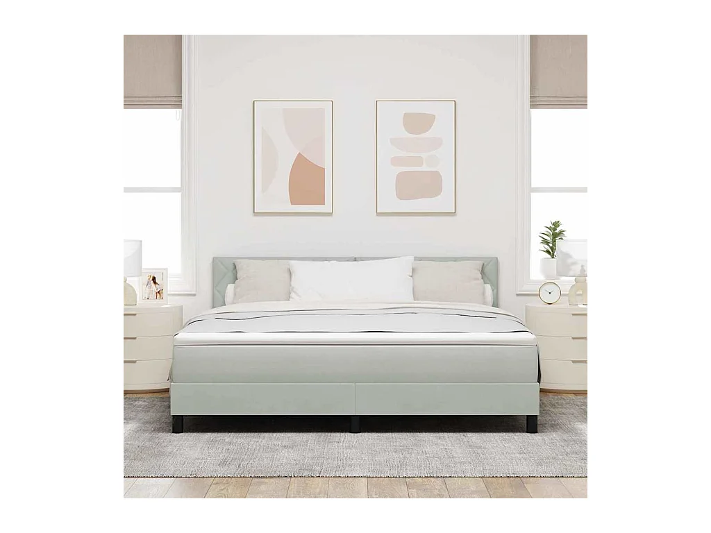 Lit à ressorts avec matelas Gris clair 180 x 200 cm tissu