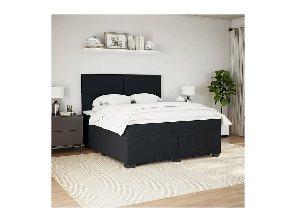 Boxspring met matras fluweel zwart 180x200 cm