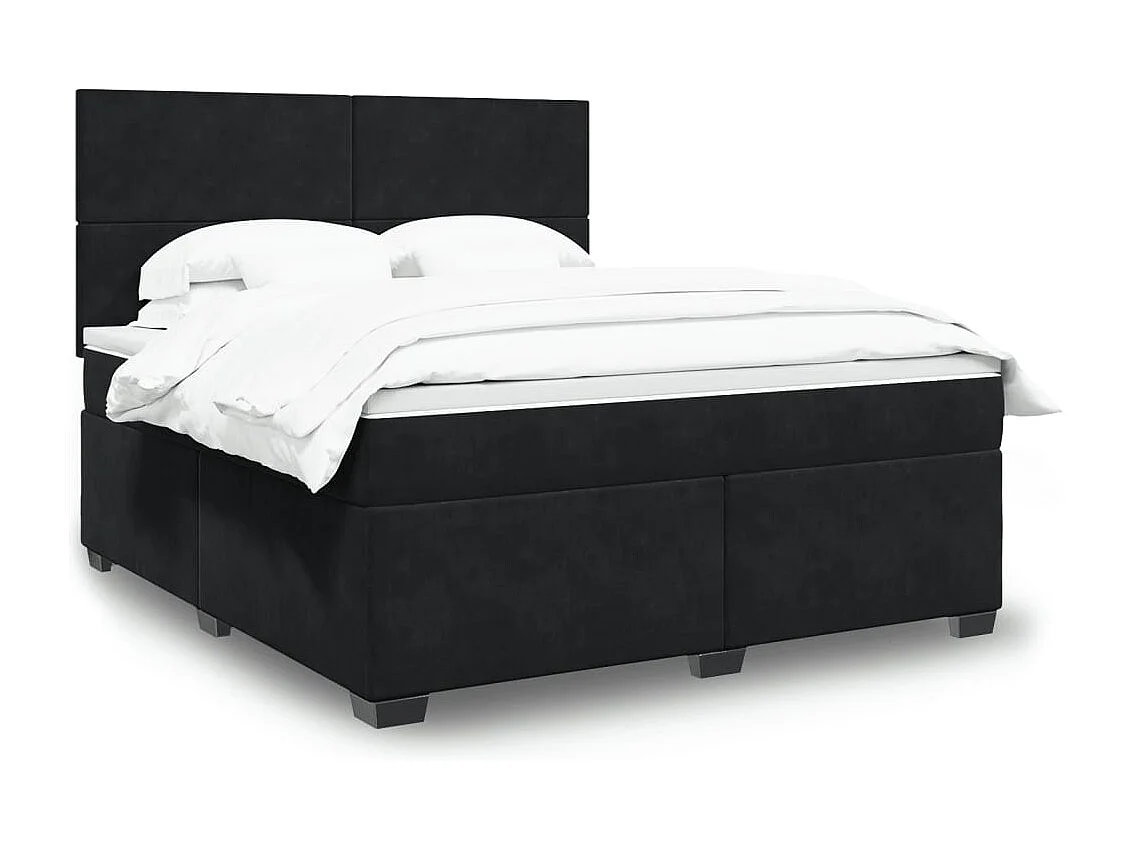 Giroletto a Molle con Materasso Nero 180x200 cm in Velluto