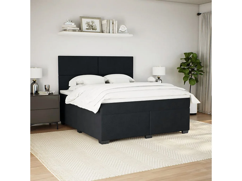 Giroletto a Molle con Materasso Nero 180x200 cm in Velluto