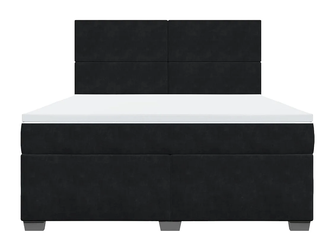 Giroletto a Molle con Materasso Nero 180x200 cm in Velluto