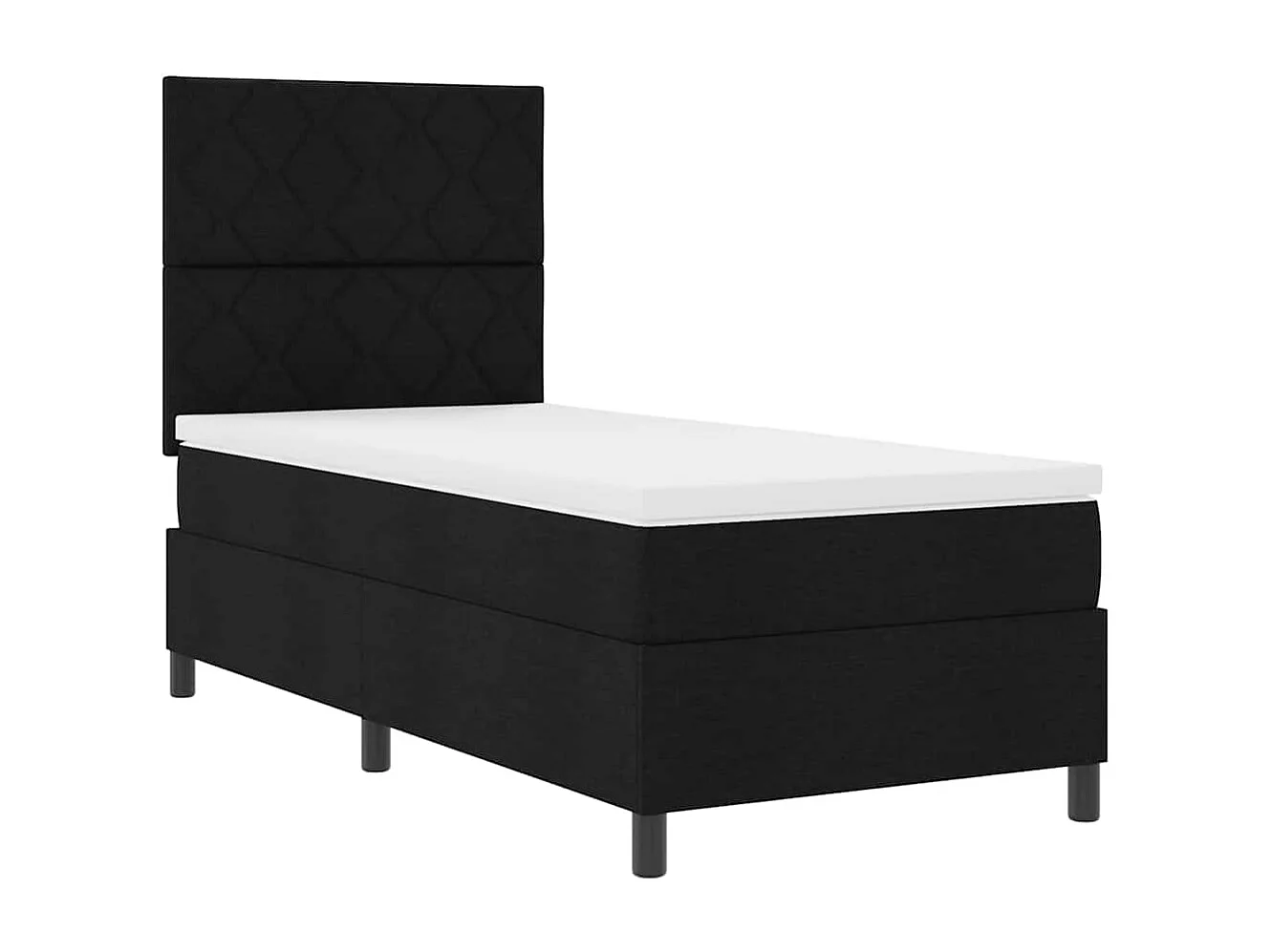 Lit à ressorts avec matelas Noir 90 x 190 cm tissu