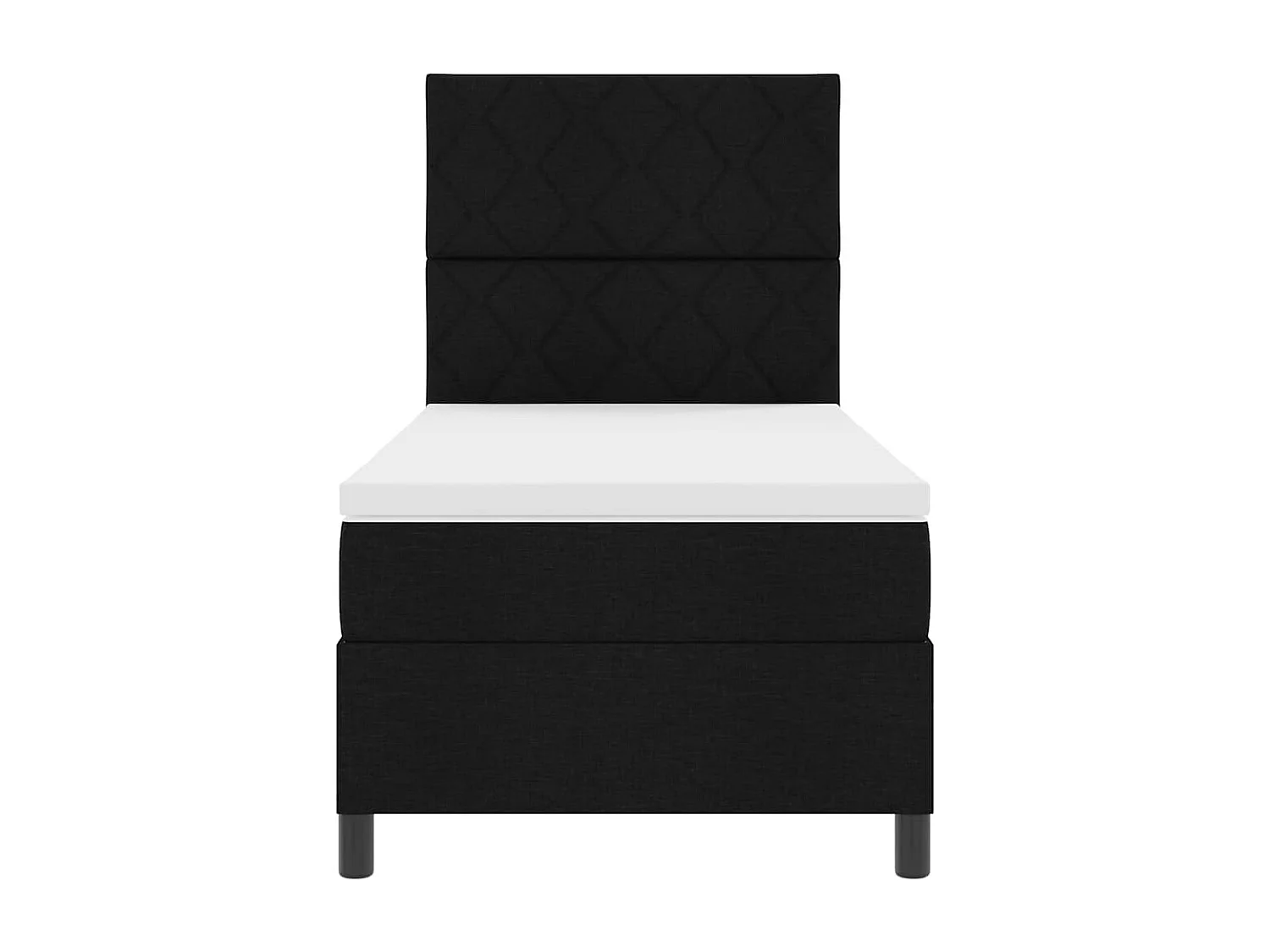 Lit à ressorts avec matelas Noir 90 x 190 cm tissu