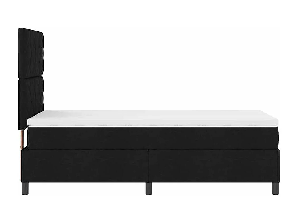 Lit à ressorts avec matelas Noir 90 x 190 cm tissu
