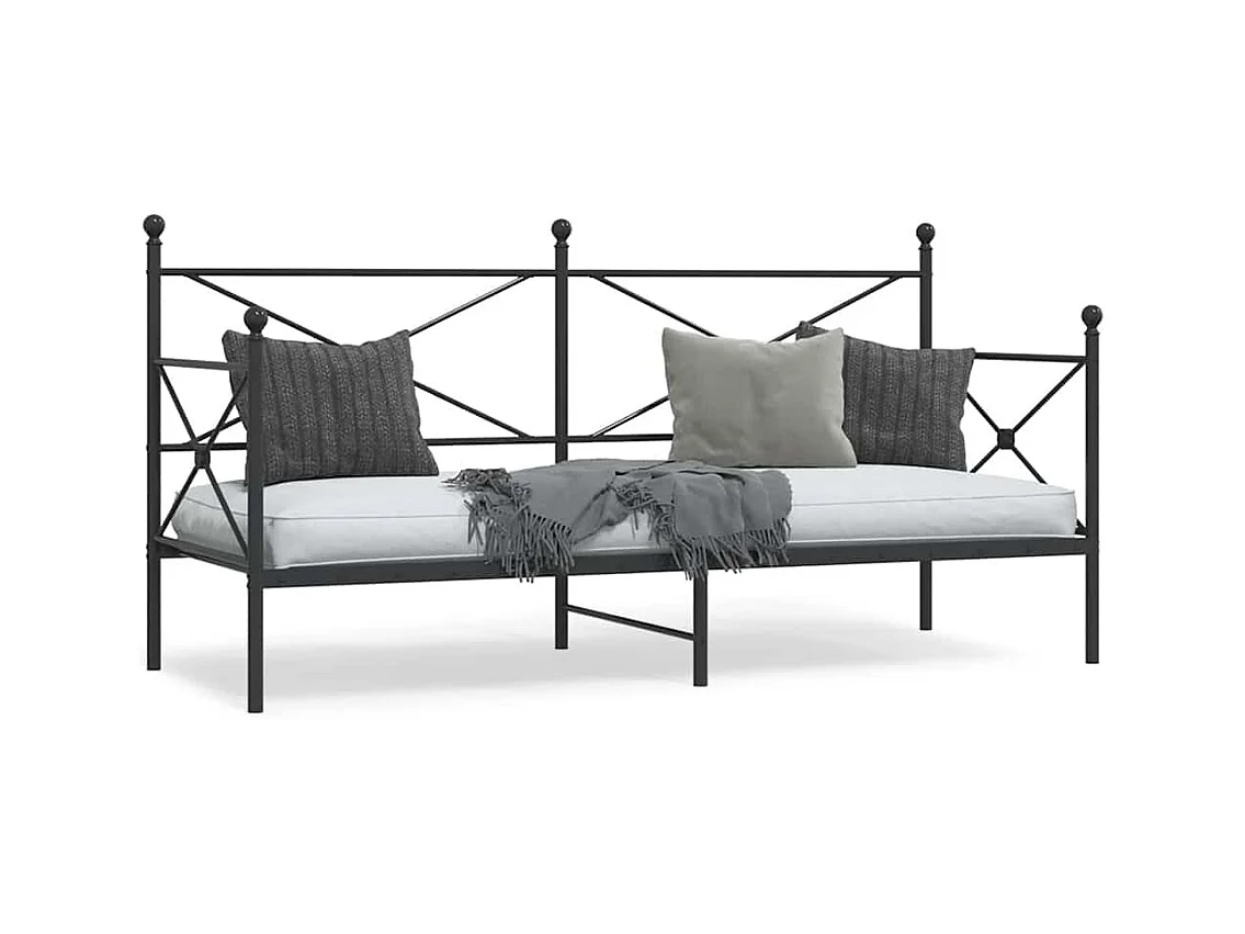 Lit de repos sans matelas noir 90x190 cm acier