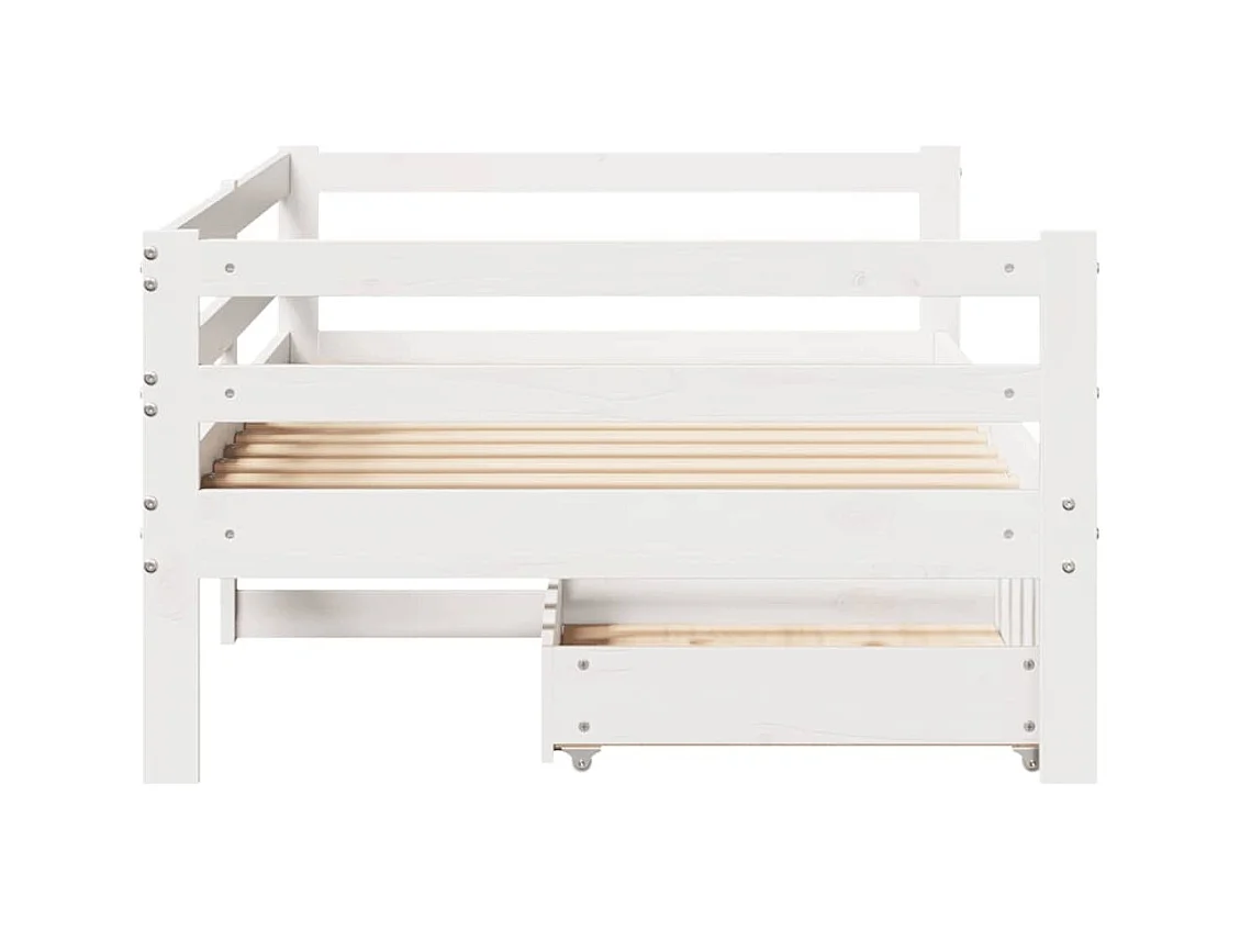 Sofá-cama c/ gavetas 90x200cm madeira de pinho maciça branco