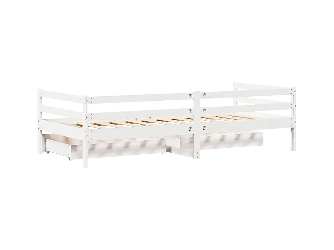 Sofá-cama c/ gavetas 90x200cm madeira de pinho maciça branco