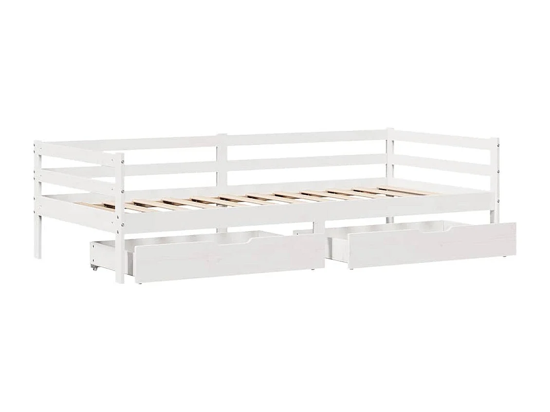 Lit de jour et tiroirs sans matelas blanc 90x200 cm bois massif