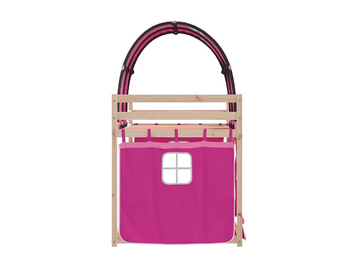 Etagenbett mit Vorhängen Rosa 90x190 cm Massivholz Kiefer