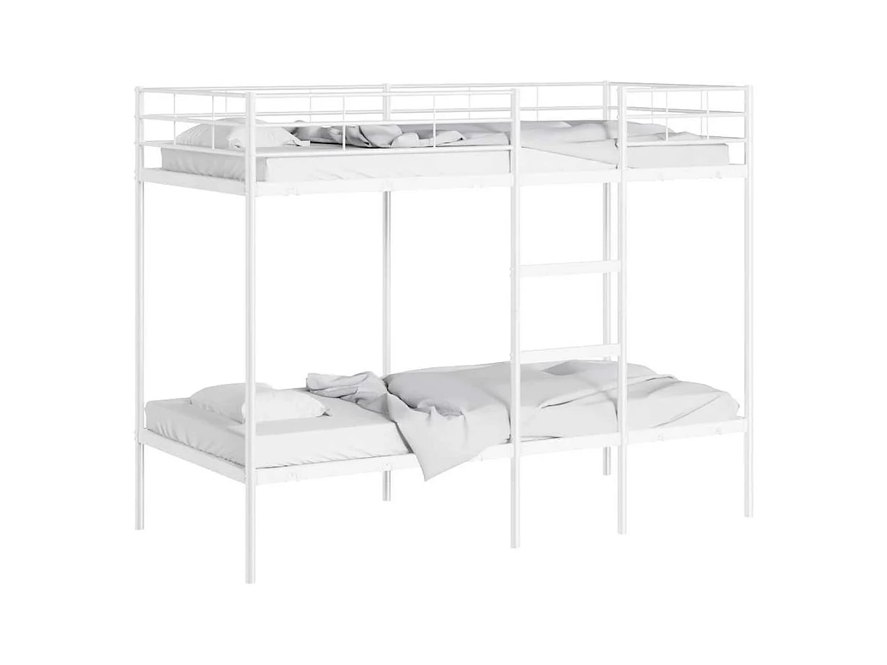 Lit superposé sans matelas blanc 90x200 cm acier
