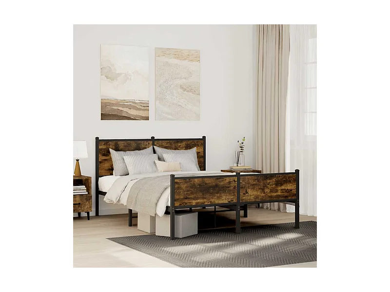 Bedframe zonder matras metaal gerookt eikenkleurig 140x190 cm