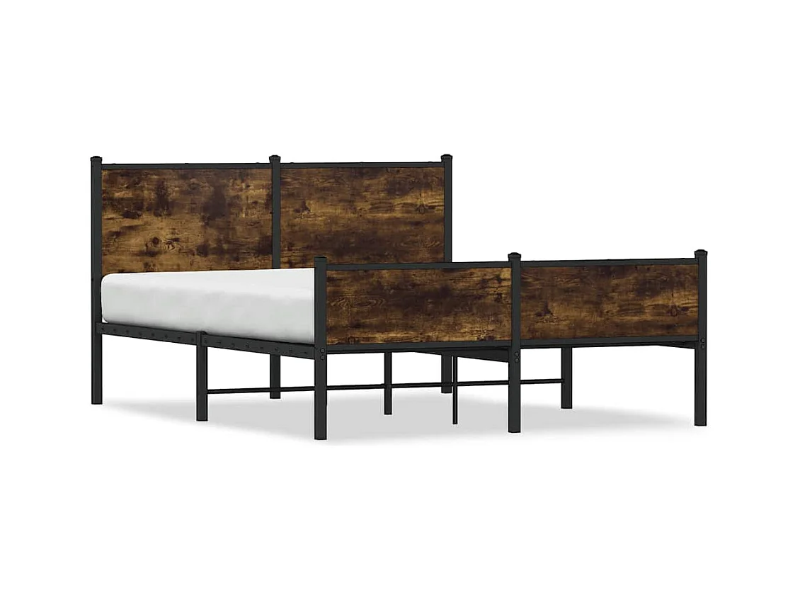 Metallbett ohne Matratze Räuchereiche 140x190 cm