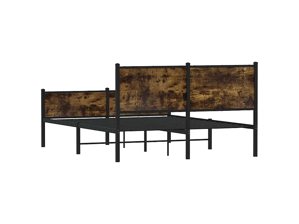 Bedframe zonder matras metaal gerookt eikenkleurig 140x190 cm