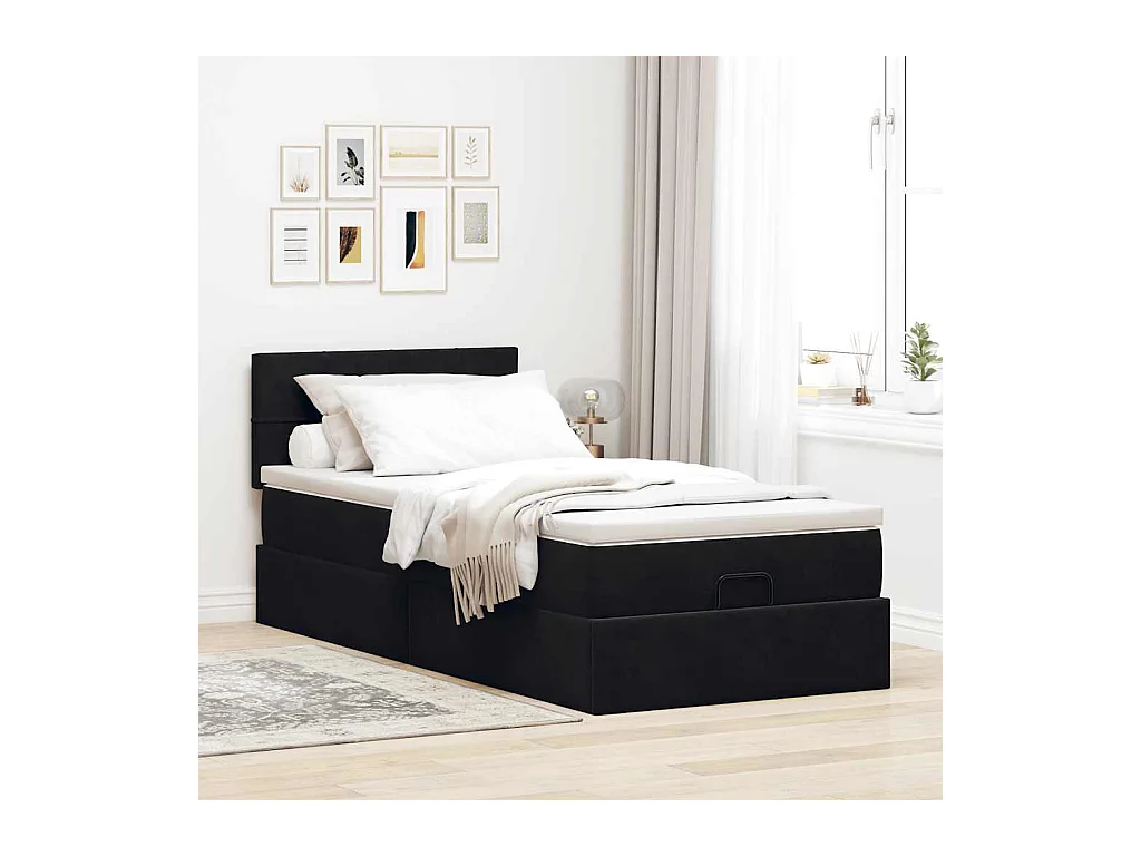 Ottoman bed met matras en LED's 100x200 cm fluweel zwart