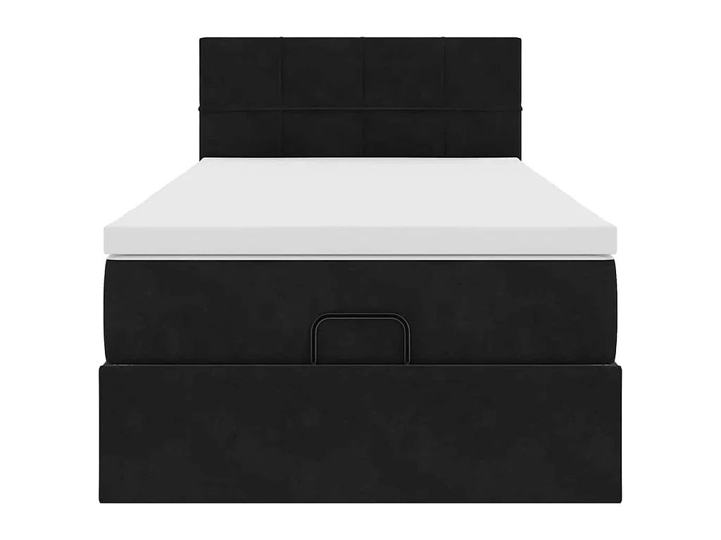 Estructura de cama otomana colchón terciopelo negro 100x200cm