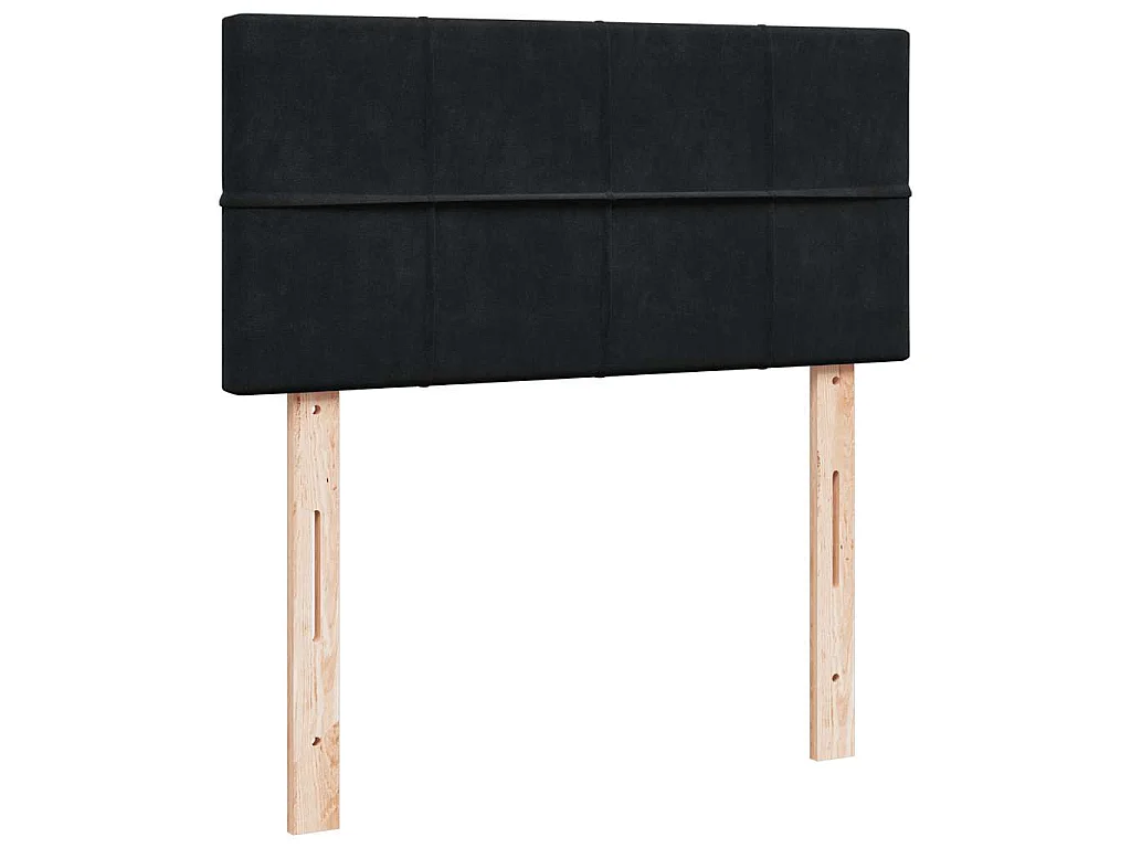 Estructura de cama otomana colchón terciopelo negro 100x200cm