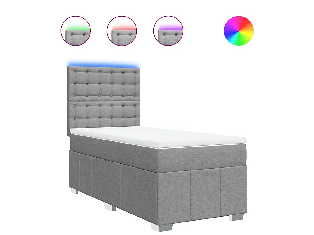 Cama com molas/colchão 90x200 cm tecido cinza-claro