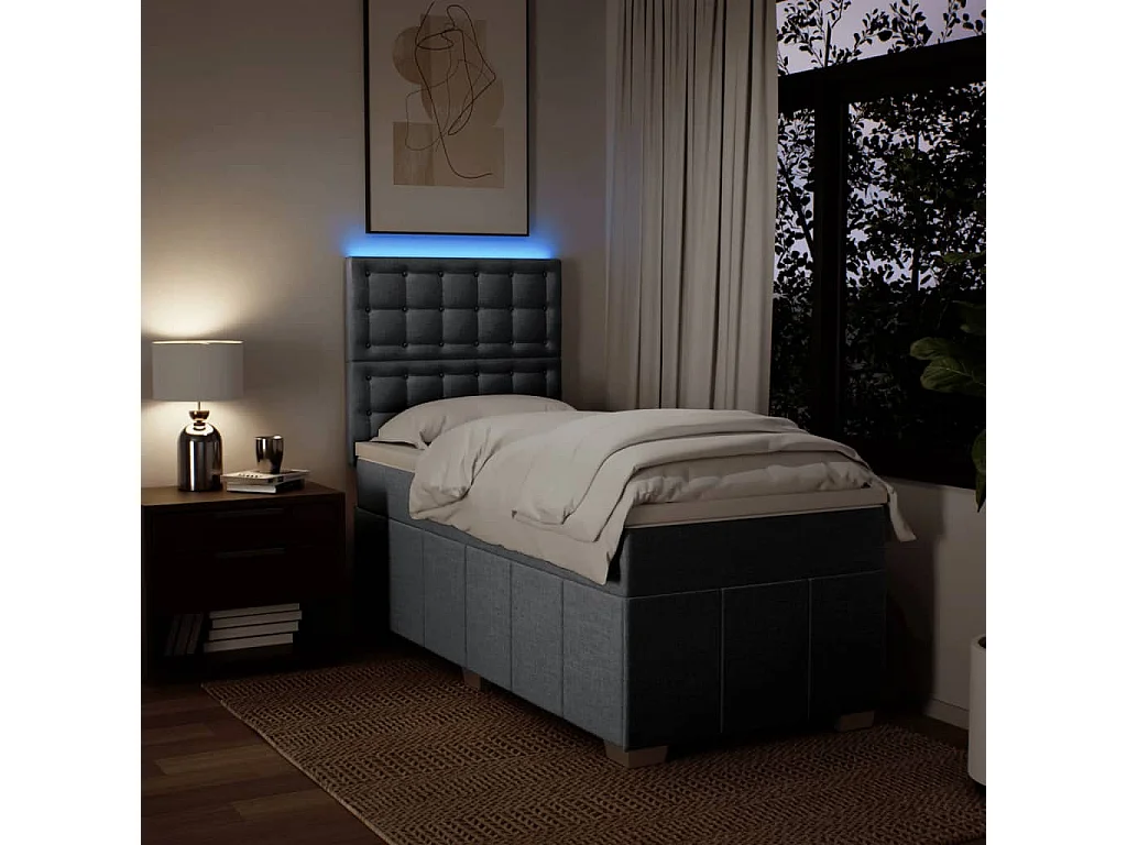 Cama com molas/colchão 90x200 cm tecido cinza-claro