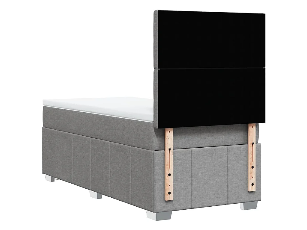 Cama com molas/colchão 90x200 cm tecido cinza-claro