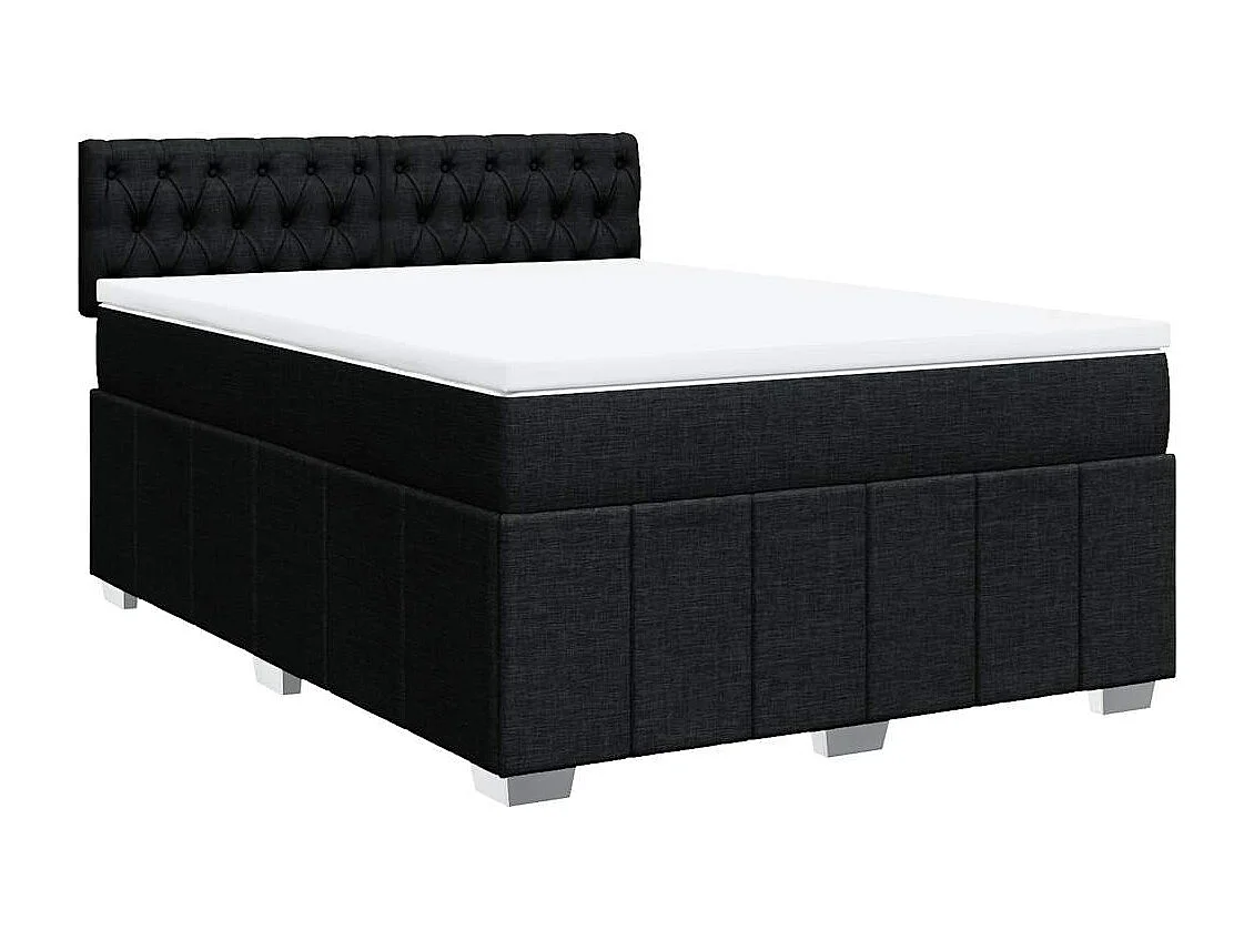 Sommier à lattes de lit avec matelas Noir 140x200 cm Tissu