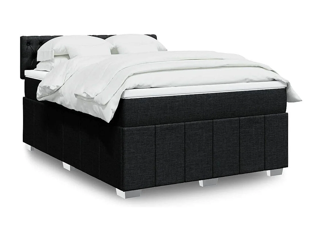 Sommier à lattes de lit avec matelas Noir 140x200 cm Tissu