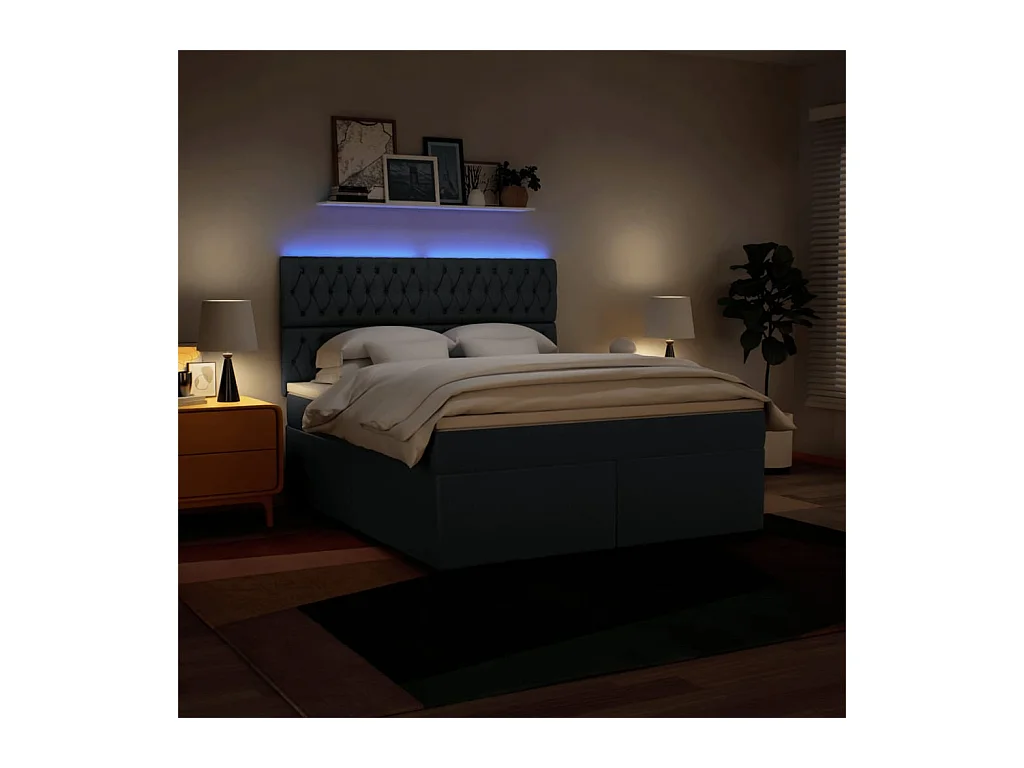 Boxspring met matras stof blauw 180x200 cm