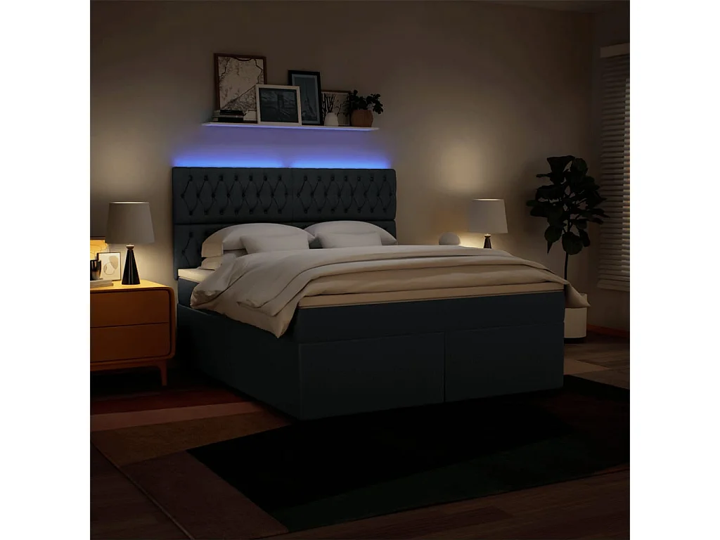 Boxspring met matras stof blauw 180x200 cm