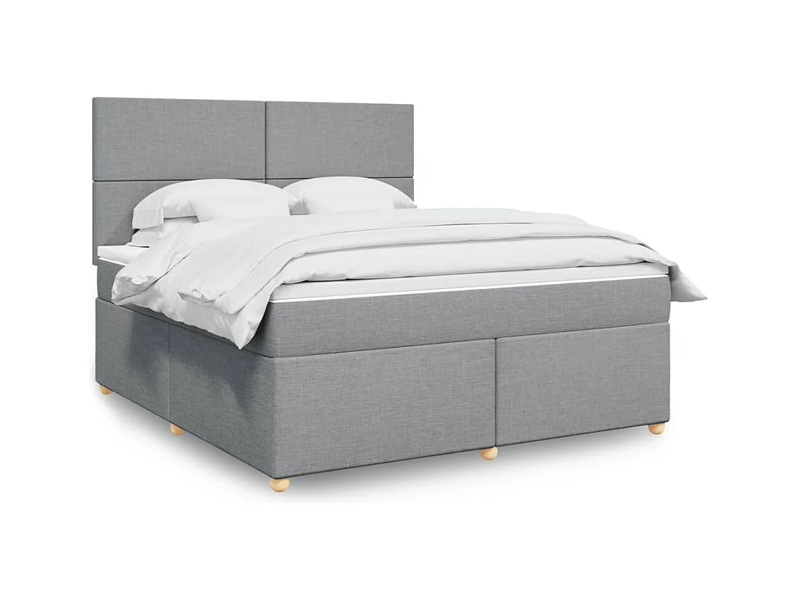 Boxspringbett mit Matratze Hellgrau 180x200 cm Stoff