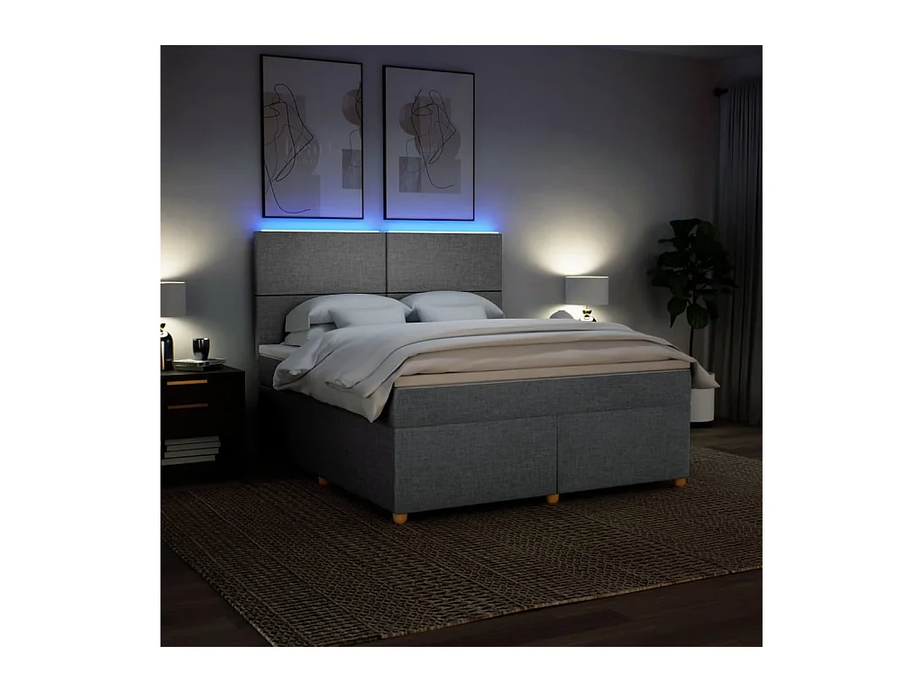 Boxspringbett mit Matratze Hellgrau 180x200 cm Stoff