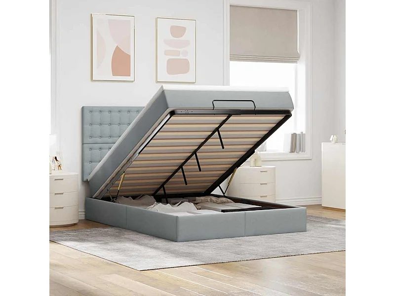 Struttura Letto Pouf con Materasso 140x200 cm in Tessuto